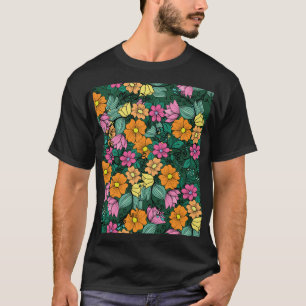 Lebendige Flora: Grüner Hintergrund Vintage. T-Shirt