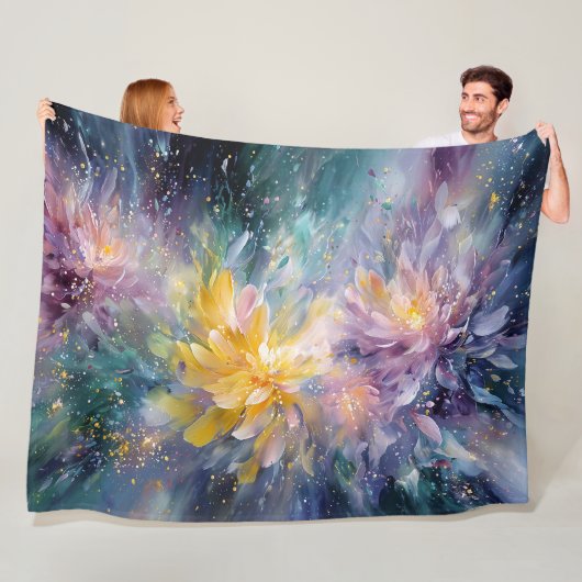 Lebendige florale abstrakte Malerei mit Explosion Fleecedecke (Beispiel)