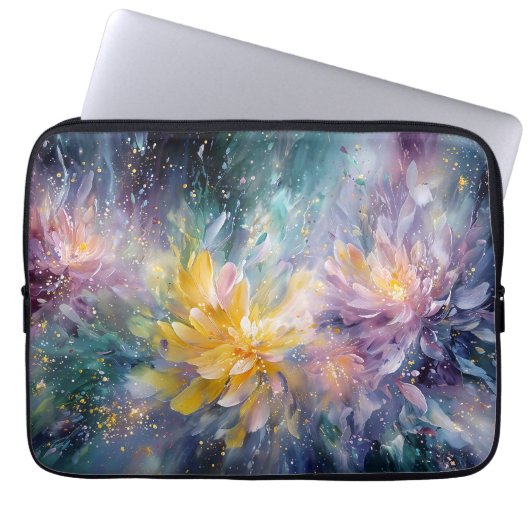 Lebendige florale abstrakte Malerei mit Explosion Laptopschutzhülle (Vorderseite)