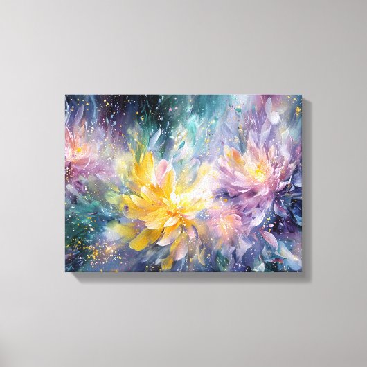 Lebendige florale abstrakte Malerei mit Explosion Leinwanddruck (Vorderseite)