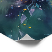 Lebendige florale abstrakte Malerei mit Explosion Poster (Ecke)