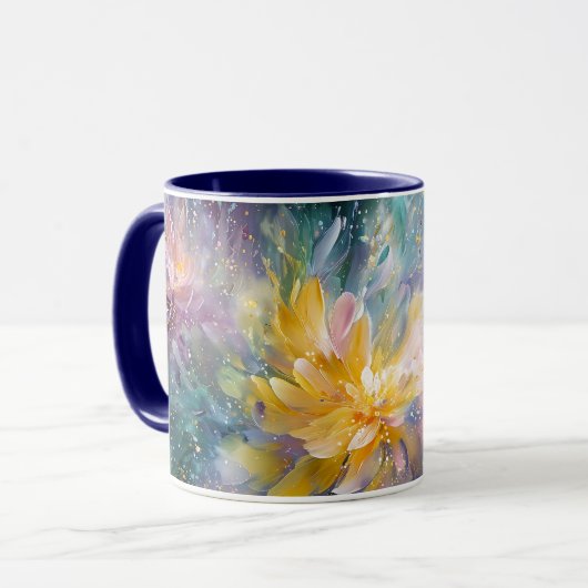 Lebendige florale abstrakte Malerei mit Explosion Tasse (Vorderseite Links)