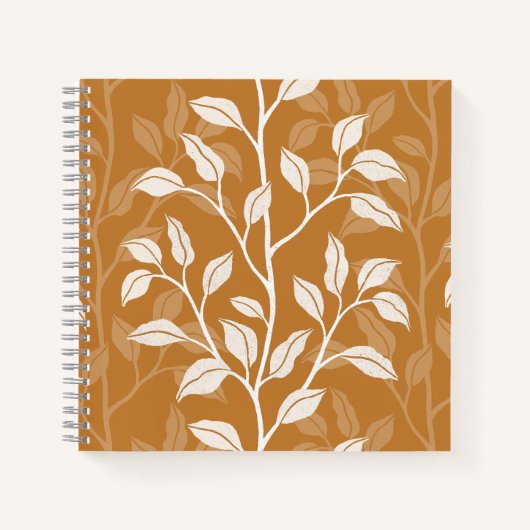 Lebendige Florale Botanische Silhouette Ton Amber Notizblock (Vorderseite)