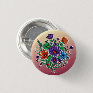 Lebendige Florale Bouquet-Illustration Button