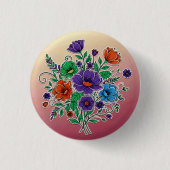 Lebendige Florale Bouquet-Illustration Button (Vorderseite)