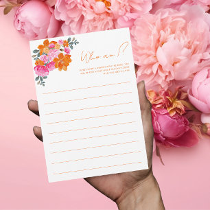 Lebendige Florale Brautparty Wer Bin Ich Spielkart Einladung
