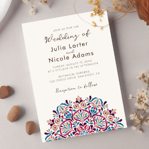 Lebendige florale Duftfreude Mandala-Hochzeit Einladung