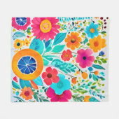 Lebendige Florale Fiesta Fleecedecke (Vorderseite (Horizontal))