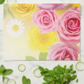 Lebendige florale Gradientkunst – Pink Gelb Lila Geschirrtuch (Gefaltet)