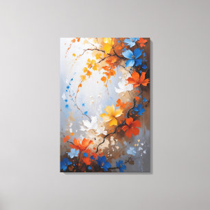 Lebendige Florale Harmonie – Abstrakte Impasto Leinwanddruck