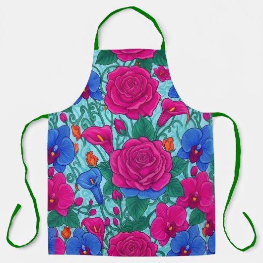 Lebendige Florale Küchenschürze Schürze (Vorderseite)