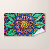 Lebendige florale Mandala-Kunst Badhandtuch Set (Handtuch)