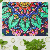 Lebendige florale Mandala-Kunst Geschirrtuch (Gefaltet)