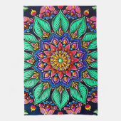 Lebendige florale Mandala-Kunst Geschirrtuch (Vertikal)