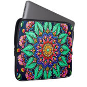 Lebendige florale Mandala-Kunst Laptopschutzhülle (Vorne Rechts)