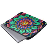 Lebendige florale Mandala-Kunst Laptopschutzhülle (Vorne Knopf)
