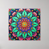 Lebendige florale Mandala-Kunst Leinwanddruck (Vorderseite)