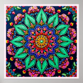 Lebendige florale Mandala-Kunst Poster (Vorne)