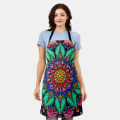 Lebendige florale Mandala-Kunst Schürze (Getragen)