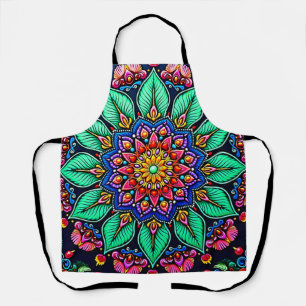 Lebendige florale Mandala-Kunst Schürze
