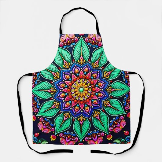 Lebendige florale Mandala-Kunst Schürze (Vorderseite)