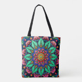 Lebendige florale Mandala-Kunst Tasche (Rückseite)