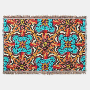 Lebendige florale Mandala-Wiederholungskunst Decke