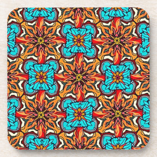 Lebendige florale Mandala-Wiederholungskunst Getränkeuntersetzer