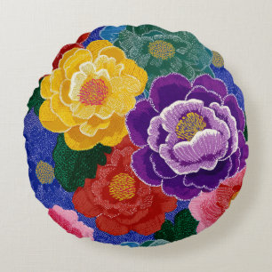 Lebendige florale runde Kissen-Dekoration Rundes Kissen