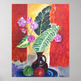 Lebendige florale Stillleben-Malerei Wandkunst Poster