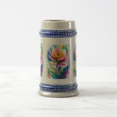 Lebendige Florale Wasserfarbe Keramik Bierstein Bierglas (Mittel)