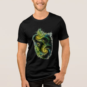 Lebendige Fraktalkunst in Grün, Blau und Gelb  Tri-Blend Shirt