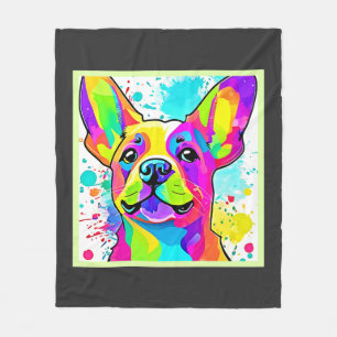 Lebendige Französische Bulldoggen-Welpen-Kunst Fleecedecke
