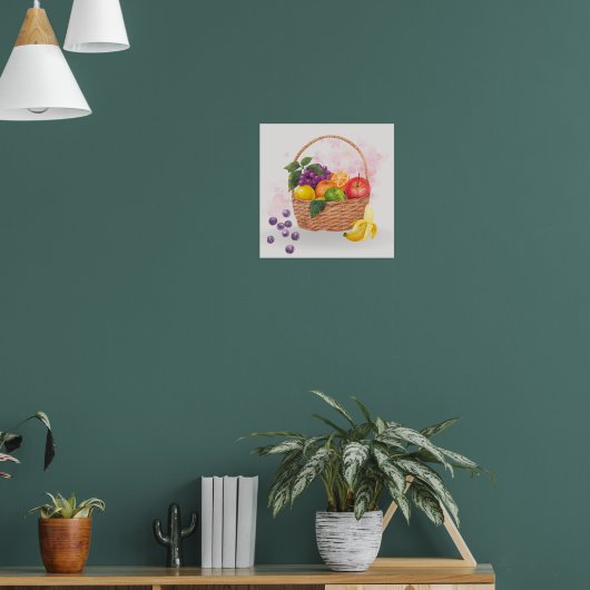 Lebendige Fruchtkorb-Wasserfarbenkunst Poster (Wohnzimmer 1)