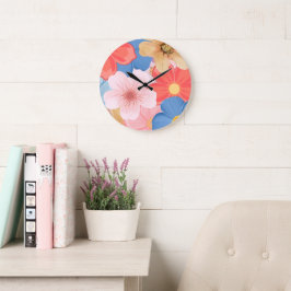 Lebendige Frühlings-Botanik-Blumen-Wanduhr Große Wanduhr