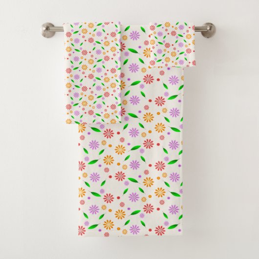 Lebendige Frühlingsblumen und Blätter  Badhandtuch Set (Insitu)