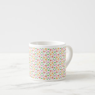 Lebendige Frühlingsblumen und Blätter Espressotasse