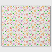Lebendige Frühlingsblumen und Blätter Geschenkpapier (Flach)
