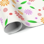Lebendige Frühlingsblumen und Blätter Geschenkpapier (Rolleneckpunkt)