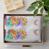 Lebendige Frühlingsblumen und Schmetterlinge Decou Seidenpapier (Geschenk)