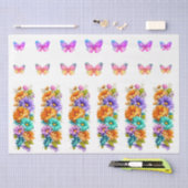 Lebendige Frühlingsblumen und Schmetterlinge Decou Seidenpapier (Handwerk)