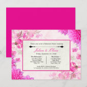 Lebendige Fuchsia-Rosa-Floral-Probe-Dinner Einladung (Vorne/Hinten)