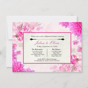 Lebendige Fuchsia-Rosa-Floral-Probe-Dinner Einladung