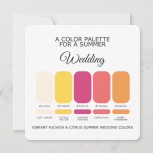 Lebendige Fuchsia-Zitrus-Sommer-Hochzeitspalette K Einladung