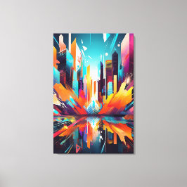 Lebendige futuristische abstrakte urbane Skyline L Leinwanddruck