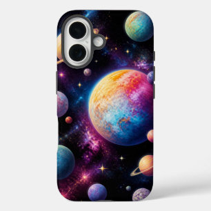 Lebendige Galaxie im Weltraum   Farbige Planeten iPhone 16 Hülle