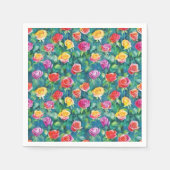 Lebendige Gartentrilogie, farbenfrohes Rosenmuster Serviette (Vorderseite)