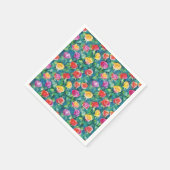 Lebendige Gartentrilogie, farbenfrohes Rosenmuster Serviette (Ecke)