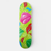 Lebendige Gartenzierblüte Skateboard (Vorderseite)