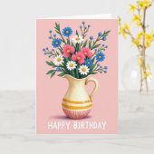 Lebendige Geburtstagskanne Blumen Karte (Gelbe Blume)